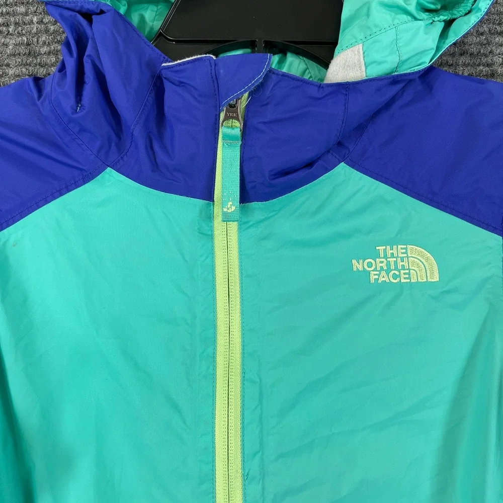 North Face Windbreaker Jacket Girls M 10/12 Teal Purple Hooded School Outdoor
